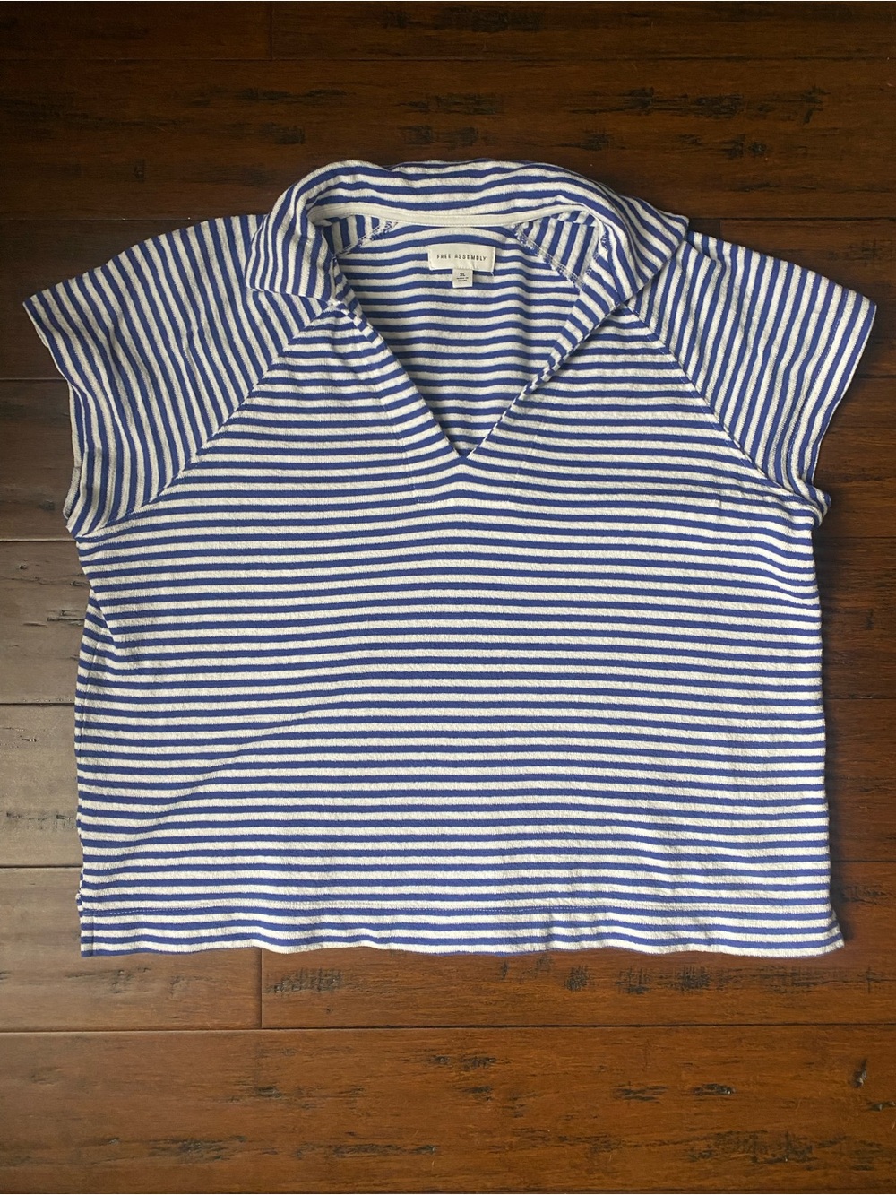 Blue & White Striped 100% Cotton Polo Tee
